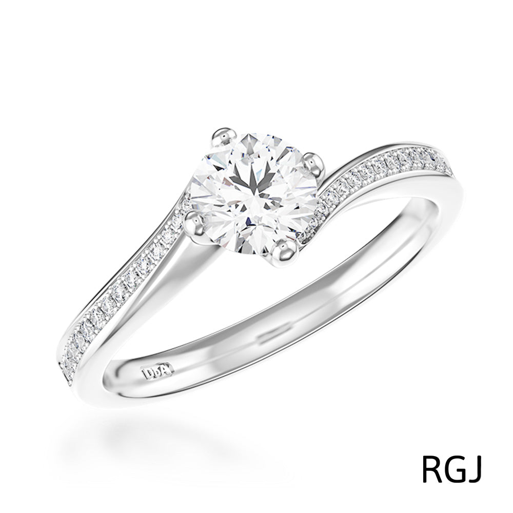 The Dursey Platinum 0.50ct Round Brilliant Cut Diamond Solitaire Engagement Ring With 0.21ct Diamond Set Shoulders