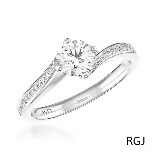 The Dursey Platinum 0.50ct Round Brilliant Cut Diamond Solitaire Engagement Ring With 0.21ct Diamond Set Shoulders