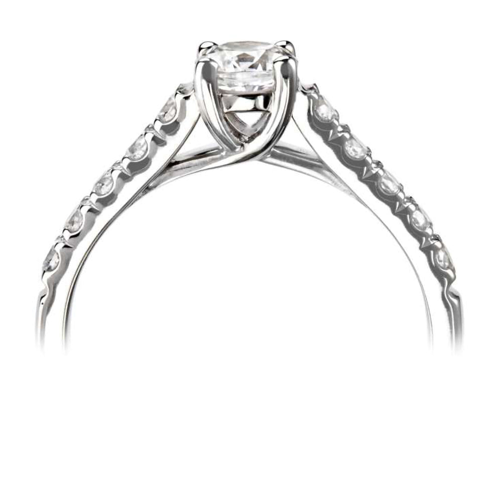 The Calla Platinum 0.90ct Round Brilliant Cut Diamond Solitaire Engagement Ring With 0.35ct Diamond Set Shoulders