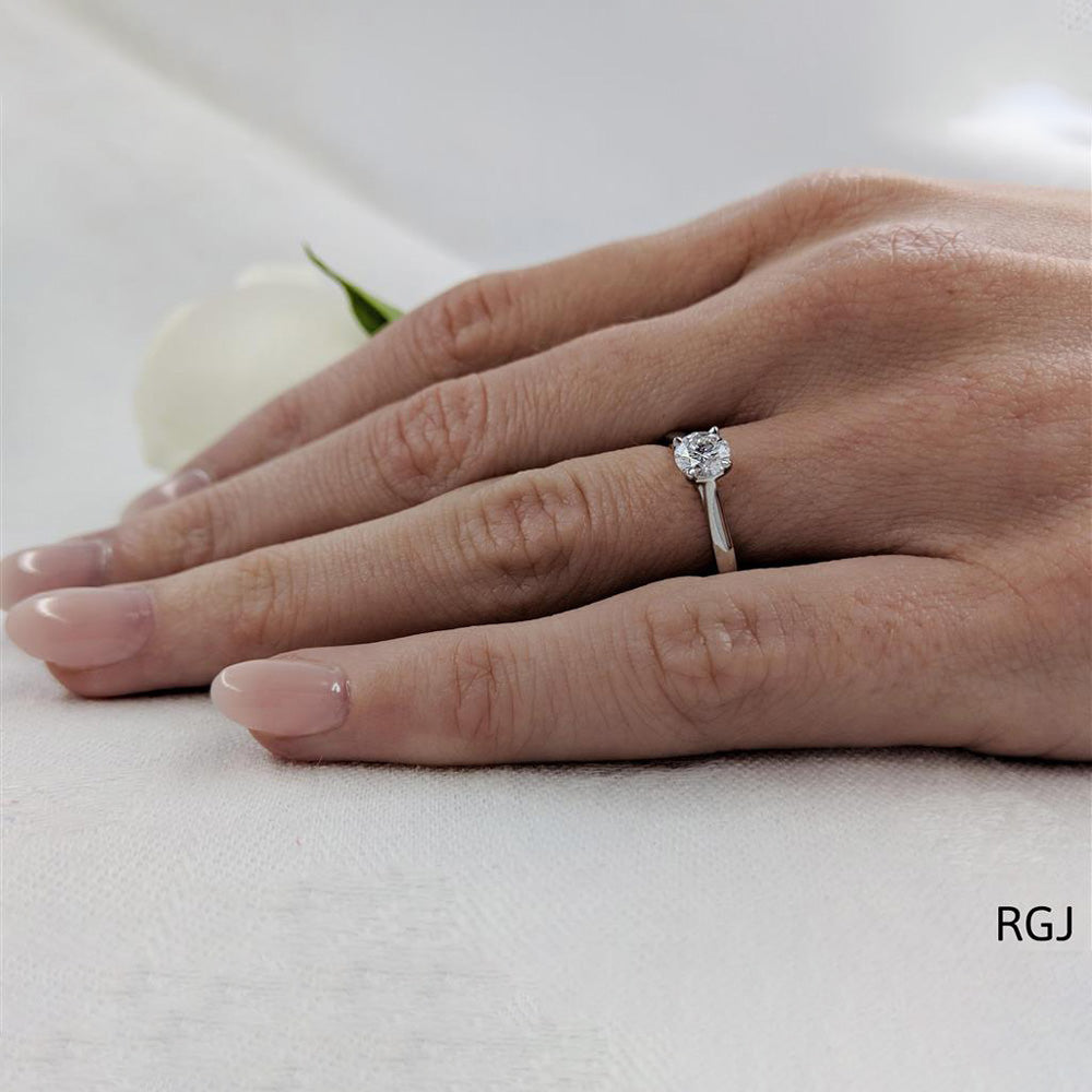 The Open Tulip Platinum 0.40ct Round Brilliant Cut Diamond Solitaire Engagement Ring