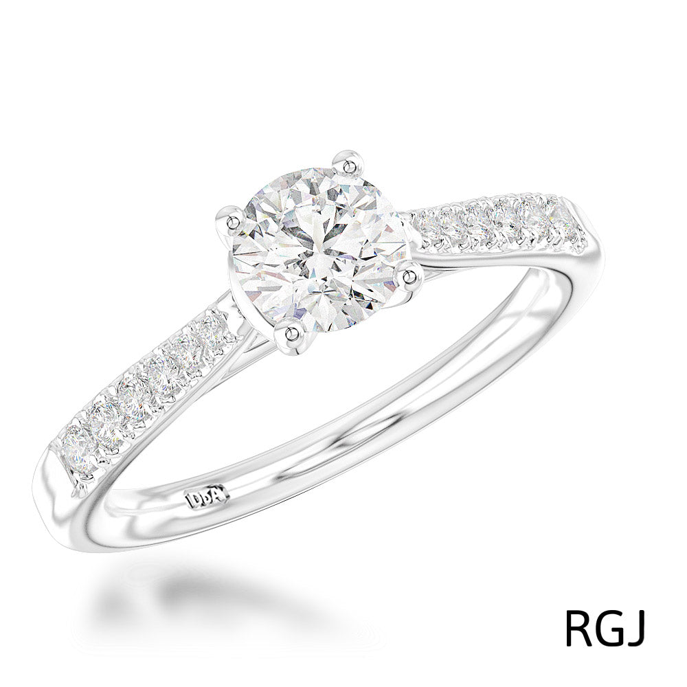 The Skye Classic Platinum 0.40ct Round Brilliant Cut Diamond Solitaire Engagement Ring With 0.26ct Diamond Set Shoulders