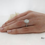 The Skye Platinum 2.01ct Oval Cut Diamond Engagement Ring With 0.44ct Diamond Halo And Diamond Set Shoulders
