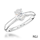 The Oxford Platinum 0.50ct Oval Cut Diamond Solitaire Engagement Ring With 0.07ct Diamond Detailing