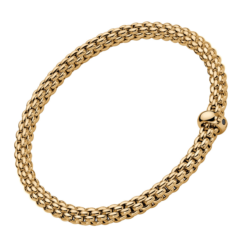 FOPE 18ct Yellow Gold Solo Flex-It 0.01ct Black Diamond Bracelet 01M06BX_BN_G_XBX