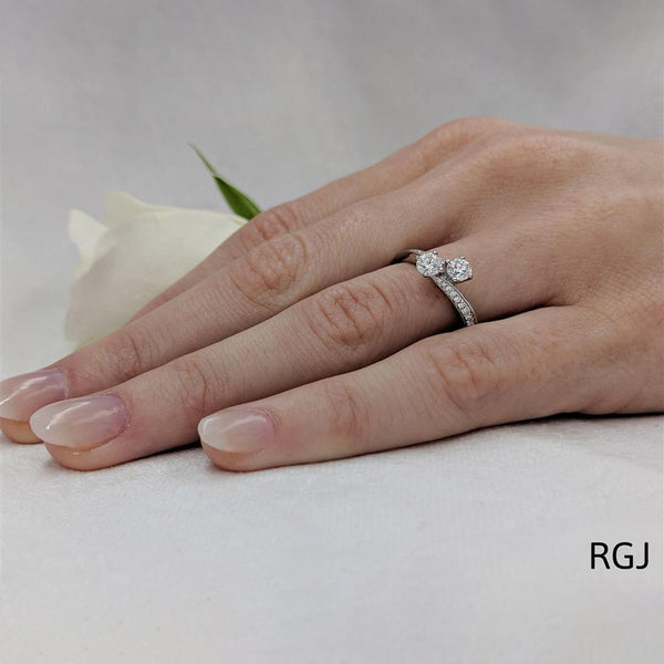 The Dursey Platinum 0.60ct Round Brilliant Cut Diamond Toi Et Moi Engagement Ring With 0.13ct Diamond Set Shoulders