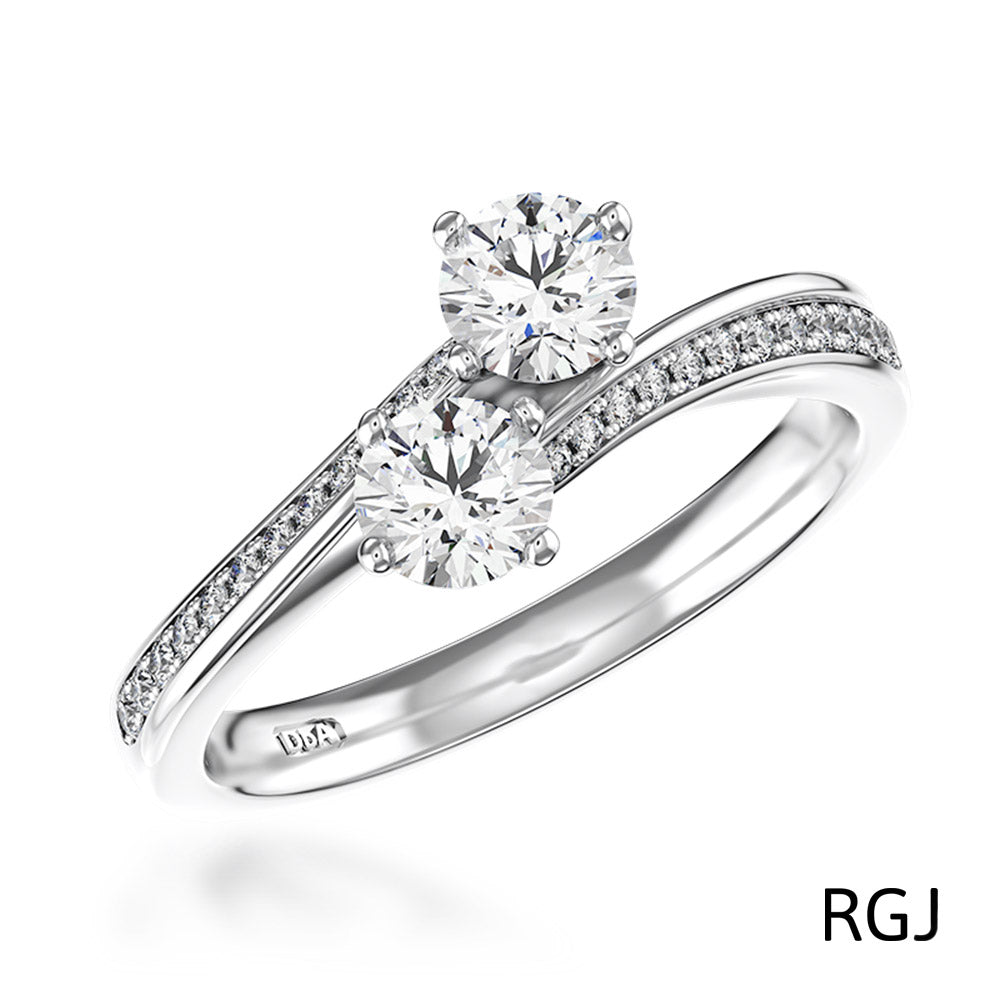 The Dursey Platinum 0.60ct Round Brilliant Cut Diamond Toi Et Moi Engagement Ring With 0.13ct Diamond Set Shoulders