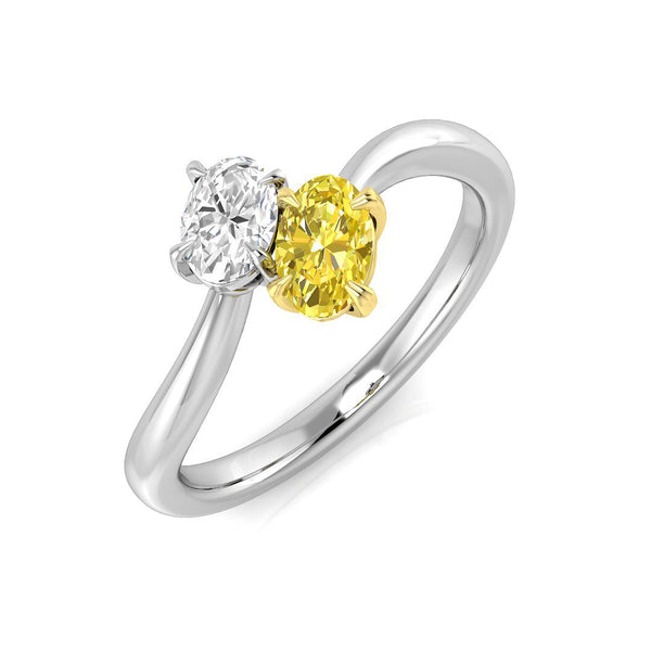 Platinum And 18ct Yellow Gold 0.36ct Yellow Diamond And 0.25ct Diamond Two Stone Ring