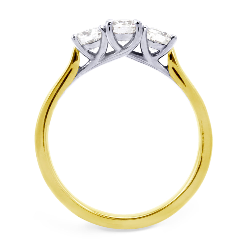 The Alyssa 18ct Yellow Gold And Platinum Round Brilliant Cut Diamond Three Stone Engagement Ring