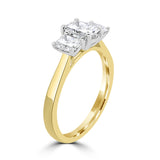 18ct Yellow Gold 2.01ct Radiant Cut Diamond Three Stone Engagement Ring