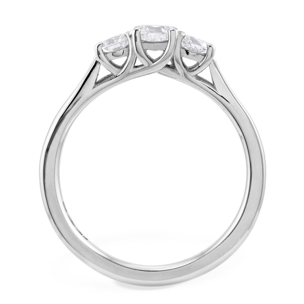 The Alyssa Platinum Round Brilliant Cut Diamond Three Stone Engagement Ring