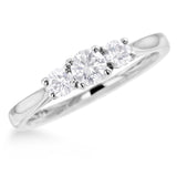 The Alyssa Platinum Round Brilliant Cut Diamond Three Stone Engagement Ring