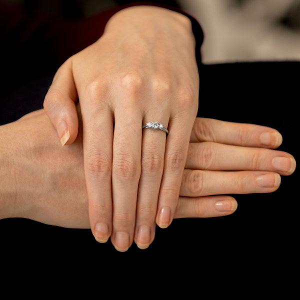 The Alyssa Platinum Round Brilliant Cut Diamond Three Stone Engagement Ring
