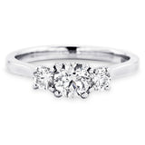 The Camellia Platinum Round Brilliant Cut Diamond Three Stone Engagement Ring
