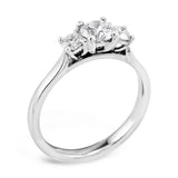 The Camellia Platinum Round Brilliant Cut Diamond Three Stone Engagement Ring