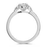 Platinum 1.00ct Cushion And Pear Cut Three Stone Diamond Engagement Ring