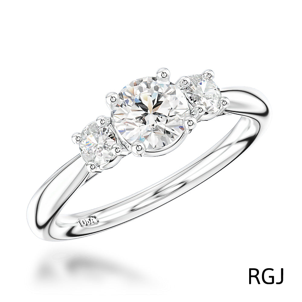 The Aldany Platinum 0.96ct Round Brilliant Cut Diamond Three Stone Engagement Ring