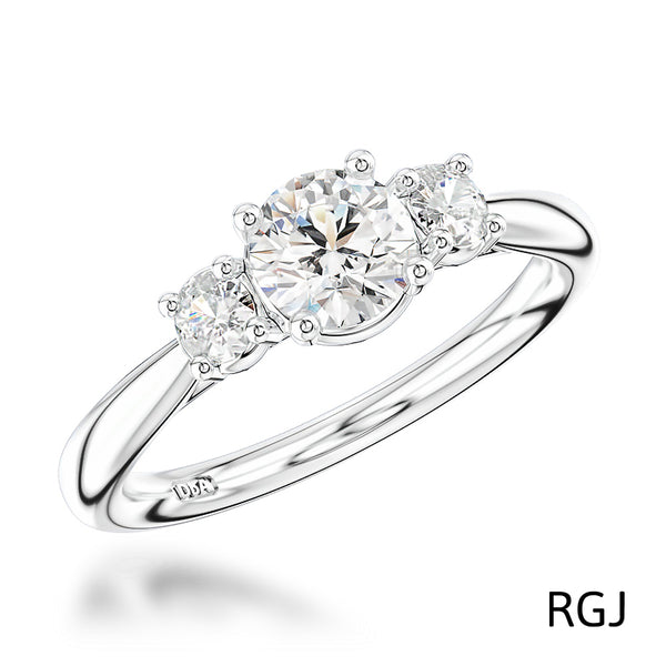 The Aldany Platinum 0.96ct Round Brilliant Cut Diamond Three Stone Engagement Ring