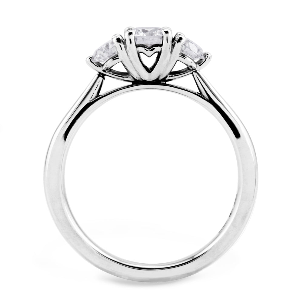 The Senna Platinum Round Brilliant Cut Diamond Three Stone Engagement Ring