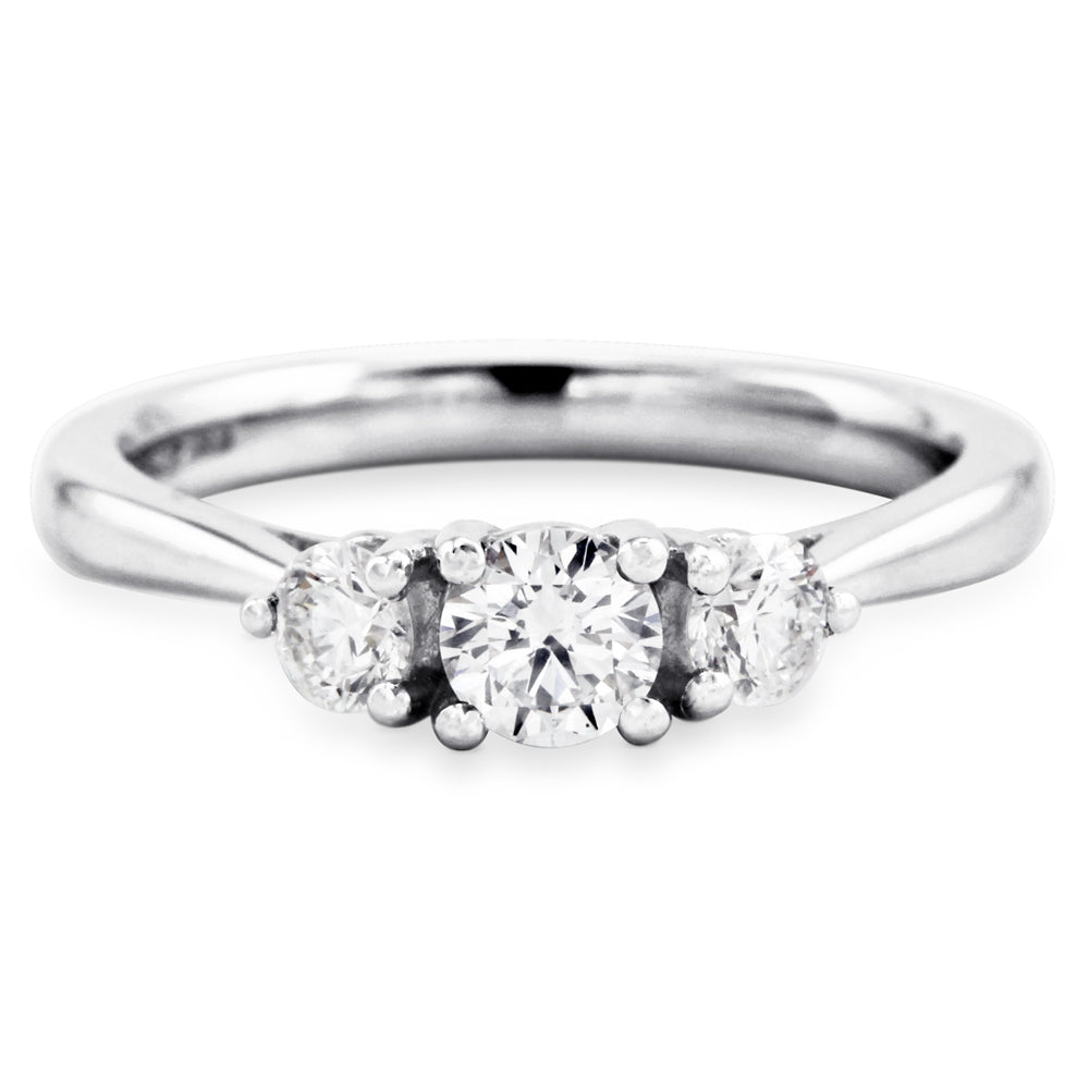 The Senna Platinum Round Brilliant Cut Diamond Three Stone Engagement Ring