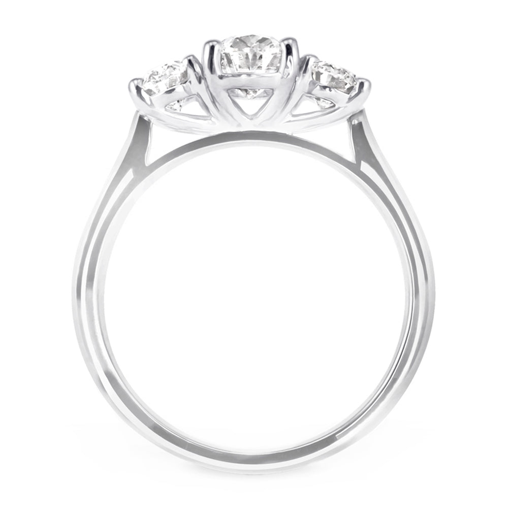 Platinum 1.81ct Three Stone Oval Cut Diamond Engagement Ring