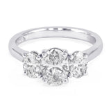 Platinum 1.81ct Three Stone Oval Cut Diamond Engagement Ring