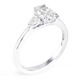 Platinum 1.00ct Oval and Pear Cut Diamond Three Stone Engagement Ring