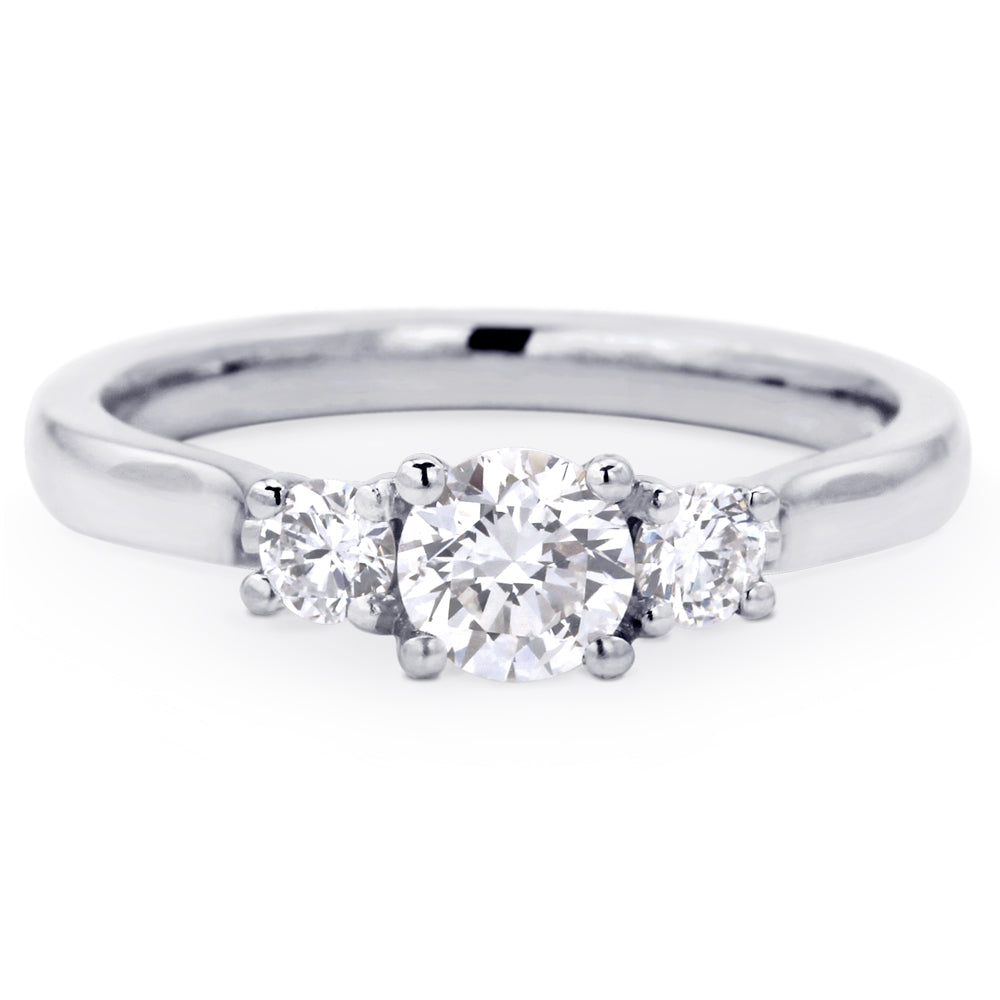 The Bryony Platinum Round Brilliant Cut Diamond Three Stone Engagement Ring