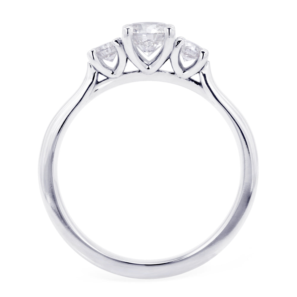 The Bryony Platinum Round Brilliant Cut Diamond Three Stone Engagement Ring