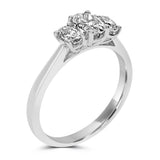 Platinum 0.59ct Oval Cut Diamond Three Stone Engagement Ring