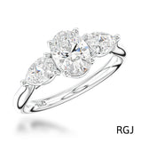 The Florentine Platinum 0.34ct Oval And 0.20ct Pear Cut Diamond Three Stone Engagement Ring