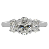 Platinum 1.31ct Oval Cut Diamond Three Stone Engagement Ring