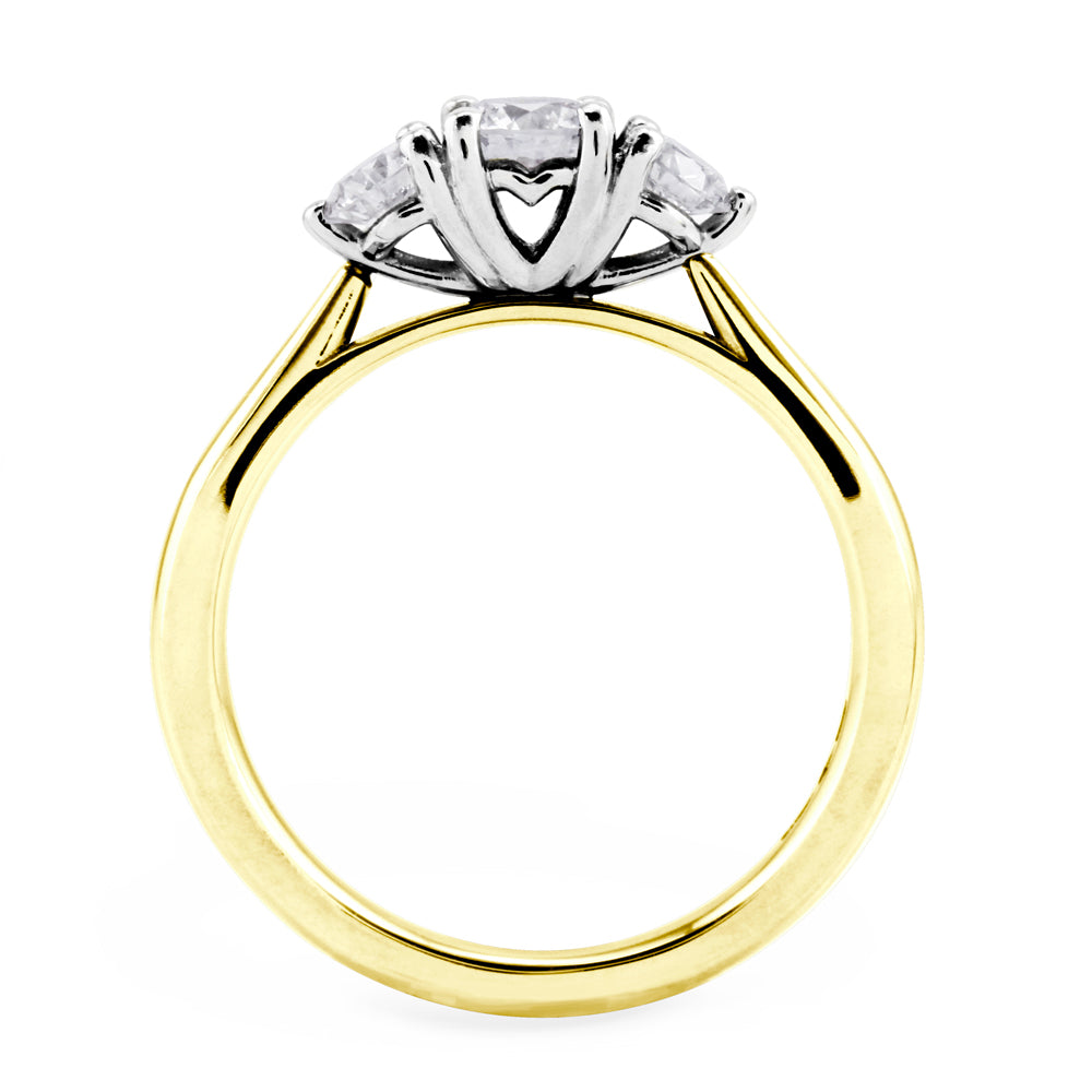 The Senna 18ct Yellow Gold Round Brilliant Cut Diamond Three Stone Engagement Ring