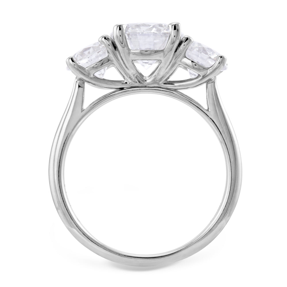 Platinum 3.12ct Round Brilliant Cut Diamond Three Stone Engagement Ring