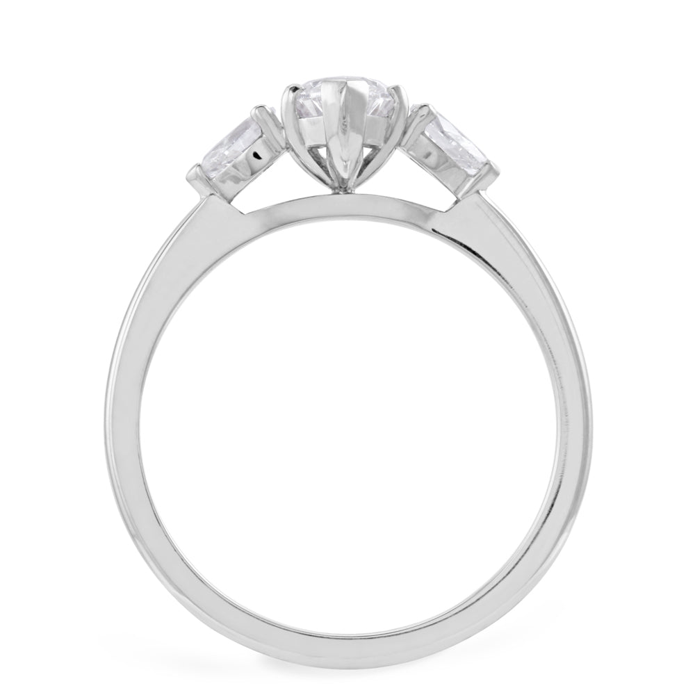 Platinum 1ct Marquise And Pear Cut Diamond Three Stone Engagement Ring