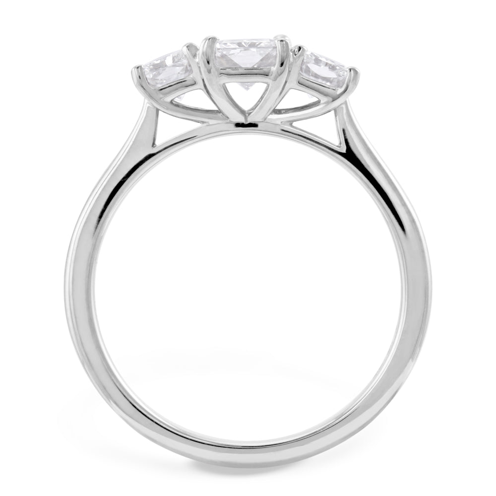 Platinum 1.19ct Radiant Cut Diamond Three Stone Engagement Ring