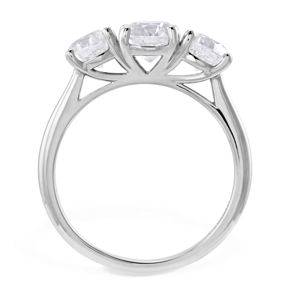 Platinum 2.11ct Round Brilliant Cut Diamond Three Stone Engagement Ring