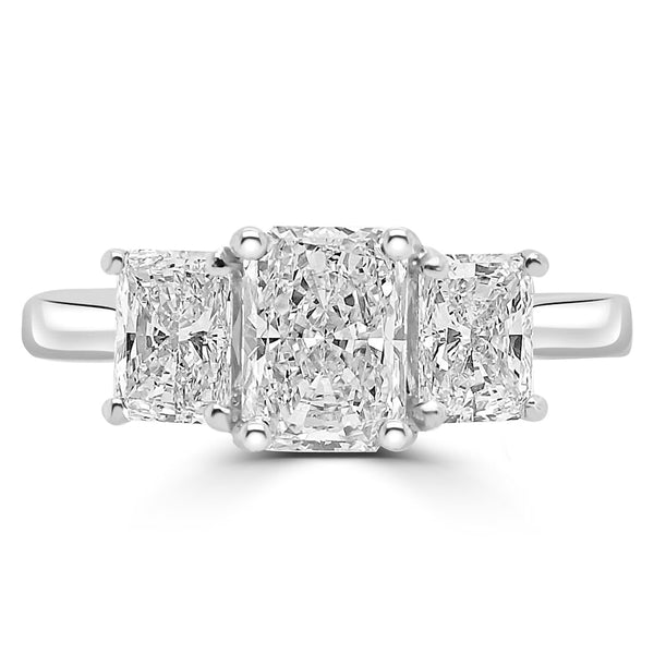Platinum 1.12ct Radiant Cut Diamond Three Stone Engagement Ring