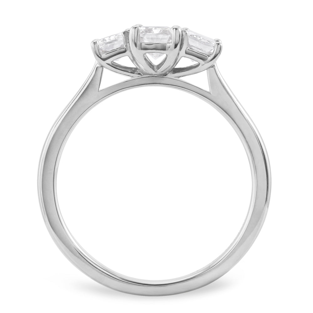 Platinum 1.15ct Radiant Cut Diamond Three Stone Engagement Ring