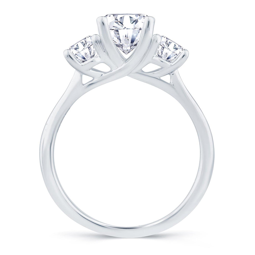 Platinum 0.80ct Oval Cut Diamond Three Stone Engagement Ring