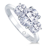 Platinum 0.80ct Oval Cut Diamond Three Stone Engagement Ring