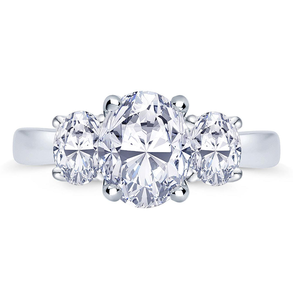 Platinum 0.80ct Oval Cut Diamond Three Stone Engagement Ring