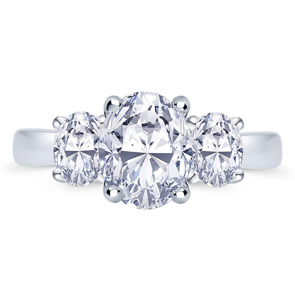 Platinum 0.80ct Oval Cut Diamond Three Stone Engagement Ring
