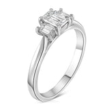 Platinum 1.80ct Emerald Cut Diamond Three Stone Engagement Ring