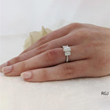 The Florentina Skye Platinum 1.80ct Emerald Cut Diamond Three Stone Engagement Ring With Diamond Set Shoulders