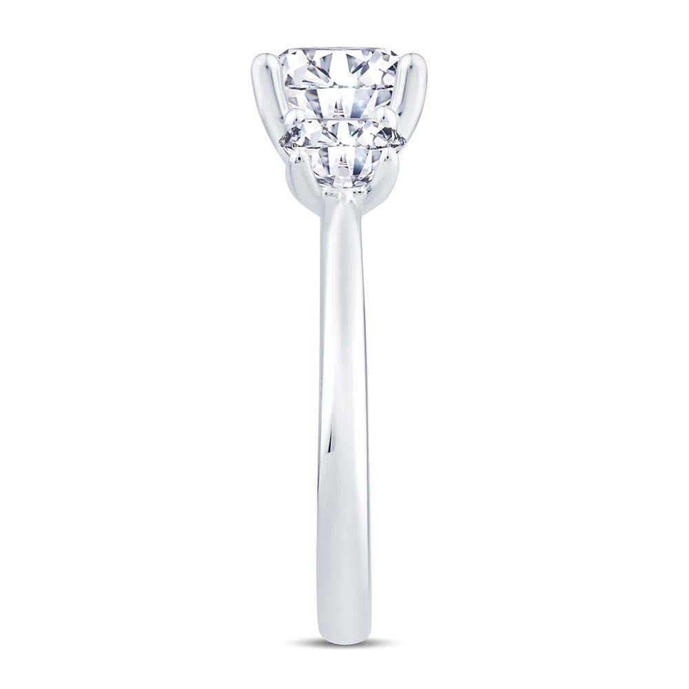 Platinum 0.80ct Oval Cut Diamond Three Stone Engagement Ring