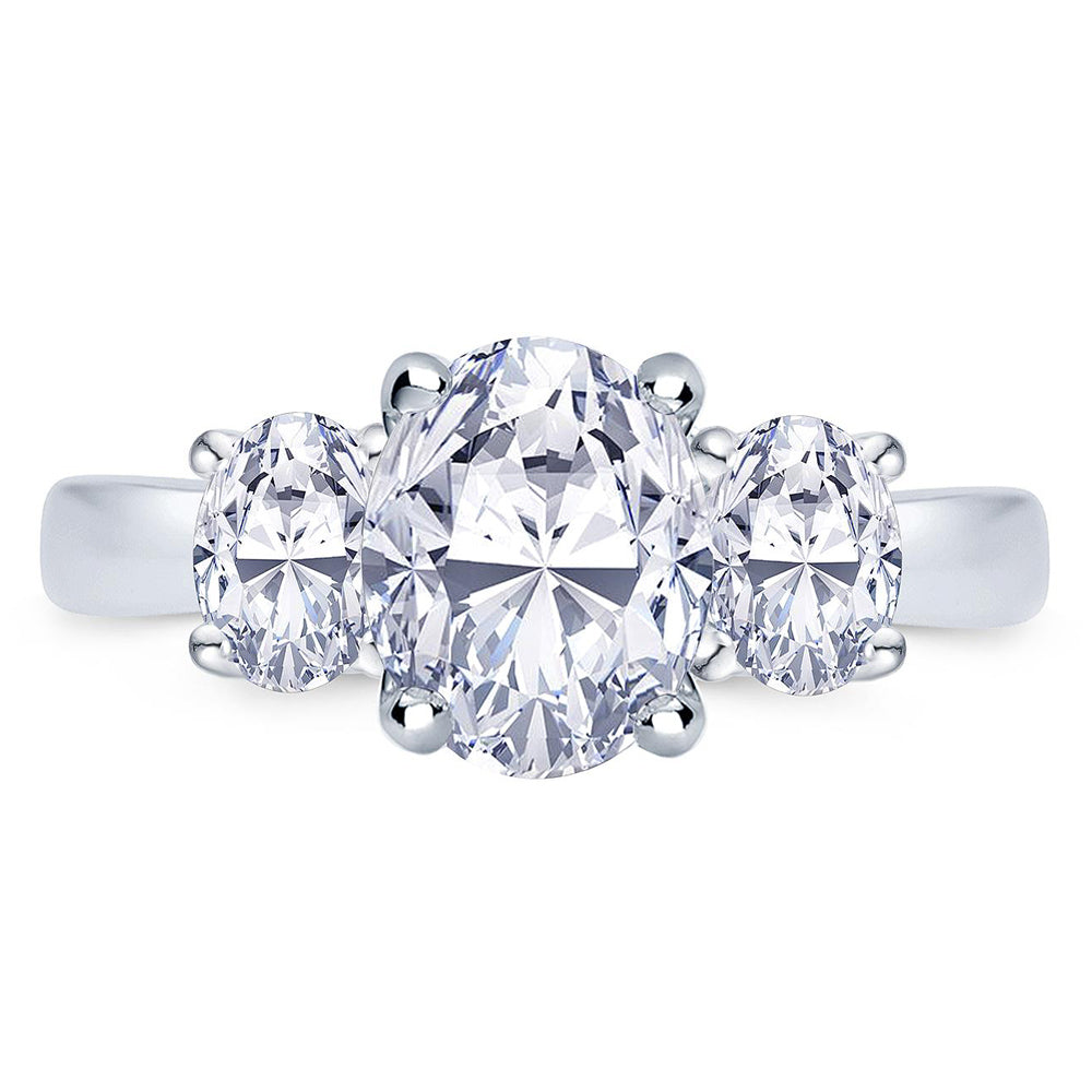 Platinum 0.80ct Oval Cut Diamond Three Stone Engagement Ring