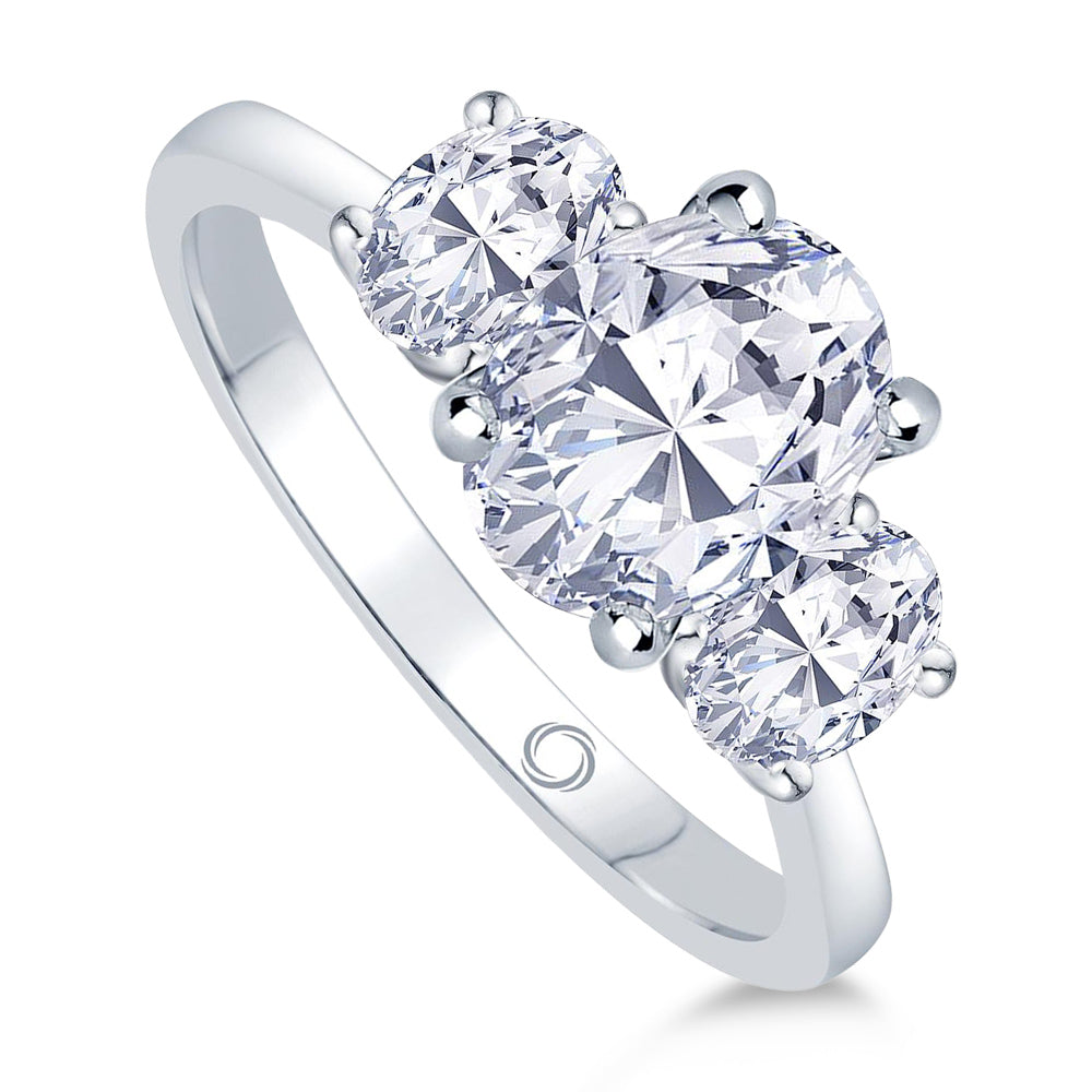 Platinum 1.50ct Oval Cut Diamond Three Stone Engagement Ring