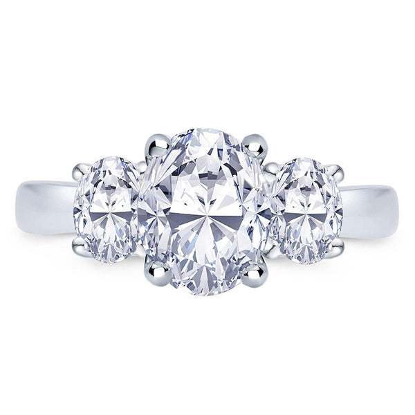 Platinum 1.50ct Oval Cut Diamond Three Stone Engagement Ring