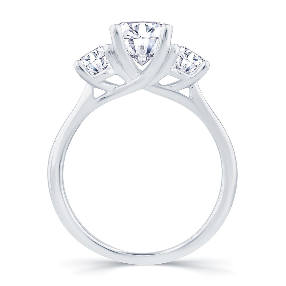 Platinum 0.80ct Oval Cut Diamond Three Stone Engagement Ring