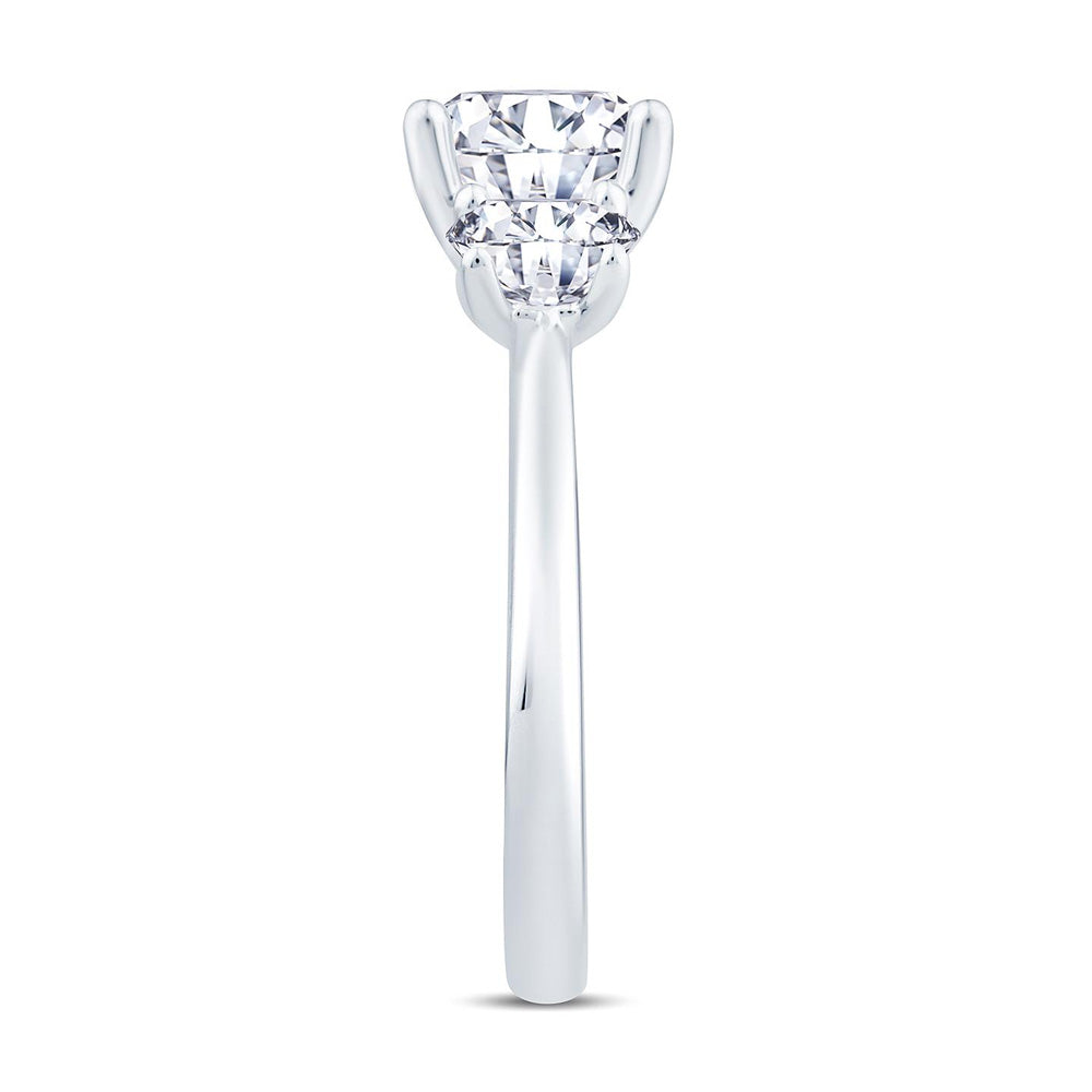 Platinum 0.80ct Oval Cut Diamond Three Stone Engagement Ring